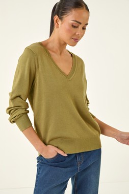 Sage Petite V-Neck Knit Jumper