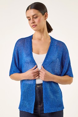 Roman Midnight Blue Sequin Edge To Edge Cardigan
