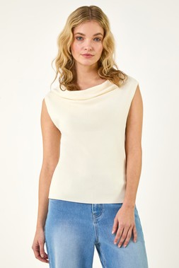 Dusk Cream Knitted Cowl Neck Top
