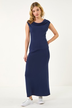 Dusk Navy Knitted Cowl Neck Top