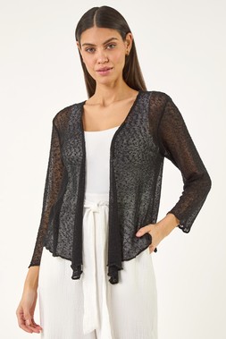 Roman Black Light Popcorn Knit Shrug