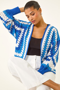 Roman Crochet Edge Knit Cardigan