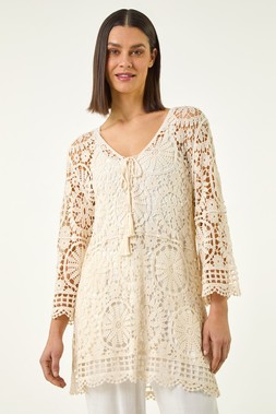 Roman Crochet Tie Front Knit Tunic