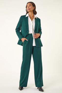 Green Stripe Wide Leg Trouser