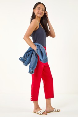 Roman Petite Red Bengaline Cropped Trouser