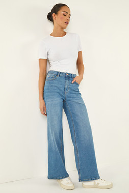 Roman Petite Denim Wide Leg Jeans