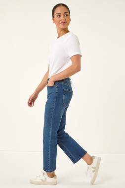 Petite Indigo Bootcut Cropped Jeans