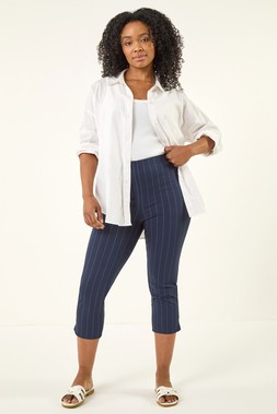 Roman Petite Ponte Stripe Cropped Trouser