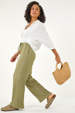 Roman Khaki Stripe Tie Waist Pocket Trouser