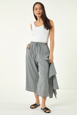 Roman Petite Gingham Stretch Cropped Trouser