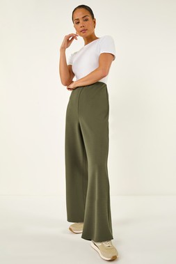 Roman petite Khaki Wide Leg Crepe Stretch Trouser