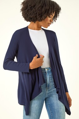 Roman Navy Waterfall Front Jersey Cardigan