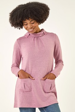 Roman Rose Snit Pocket Tunic Top