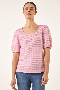Roman Pink Textured Jersey Stretch Top