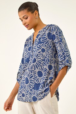 Roman Floral Puff Print Shirt