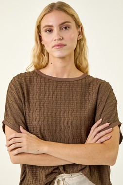 Roman Chocolate Textured Stretch Tunic Top