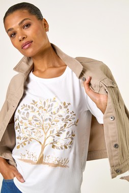 Roman Ivory Foil Tree Print T-Shirt