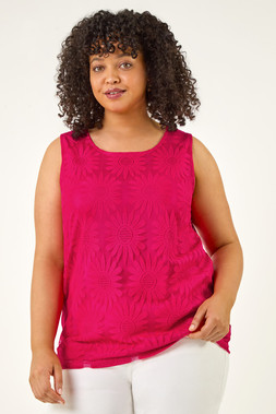 Roman Curve Sunflower Lace Texture Vest