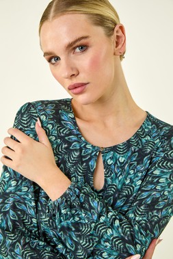 Roman Petite Blue Printed Shirred Band Top