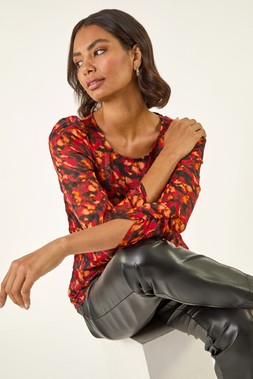Roman Red Blurred Satin Stripe Top