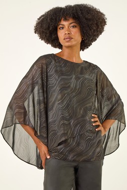 Roman Black Wavy Spot Foil Overlay Top