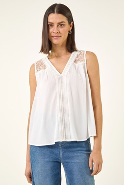 Roman Cotton Lace Yoke Vest