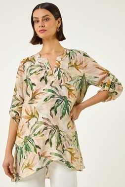 Roman Leaf Wrap Hem Tunic Top