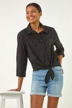 Roman Broderie Tie Front Shirt