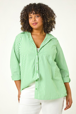 Roman CurveGreen Stripe Buttoned Shirt