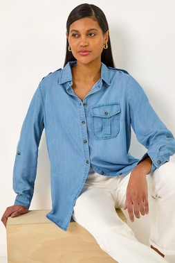 Roman Light Denim Denim Button Through Shirt