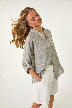 Roman Grey Cotton Button Through Shirt