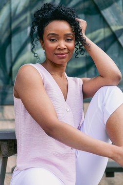 Roman Petite Pink Buttoned Sleeveless Blouse