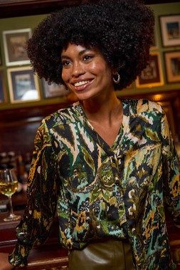 Roman Green Abstract Print Foil Shirt