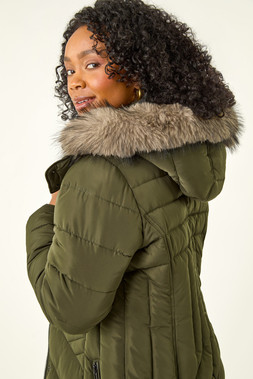 Roman Petite Khaki Longline Padded Puffer Coat