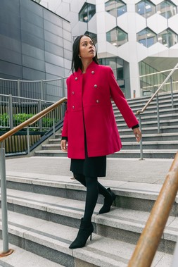 Roman Petite Red Military Buttoned Coat