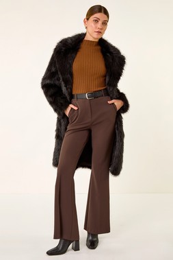 Roman Black Premium Faux Fur Coat