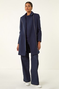 Roman Navy Longline Biker Coat