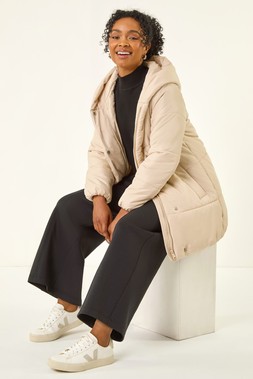 Roman Petite Stone Hooded Quilted Puffer Coat
