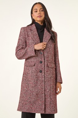 Roman Petite Red Herringbone Smart Coat