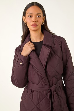 Roman Dusk Wine Chevron Wrap Puffer Coat
