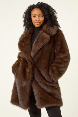Roman Petite Faux Fur Collar Coat