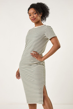 Roman Petite Stripe Knit Midi Dress