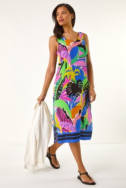 Roman Tropical Midi Shirt Dress