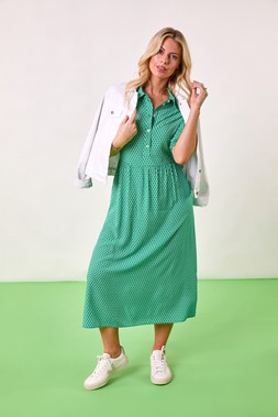 Roman	Petite Geometric Button Collar Dress