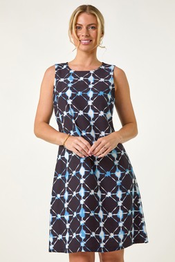 Roman Petite Geo Sleeveless Shift Dress