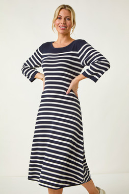 Roman Petite Stripe Knitted Midi Dress