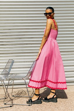 Roman Contrast Ric Rac Midi Dress
