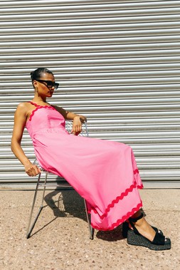 Roman Contrast Ric Rac Midi Dress