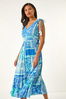 Roman Patchwork Shimmer Maxi Dress