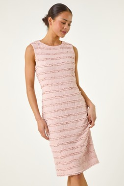 Roman Petite Light Pink Ruffle Sleeveless Dress